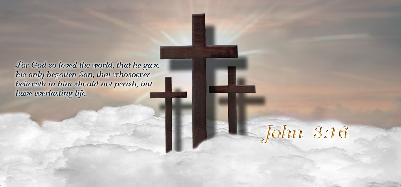 John 3-16 Clouds 3 Crosses Bronze